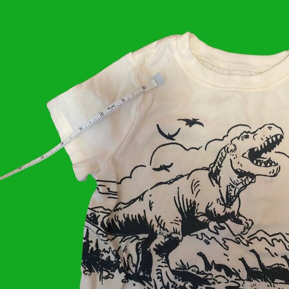 🦖 Old Navy Dino Graphic Tee | Toddler Boys 3T | Beige Short Sleeve T-Rex Shirt - Picture 4 of 6